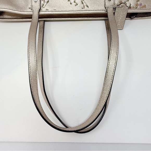 Coach Floral Metallic Tote Bag – Gold Leather Style No. N3S- F38829 - Picture 6 of 15